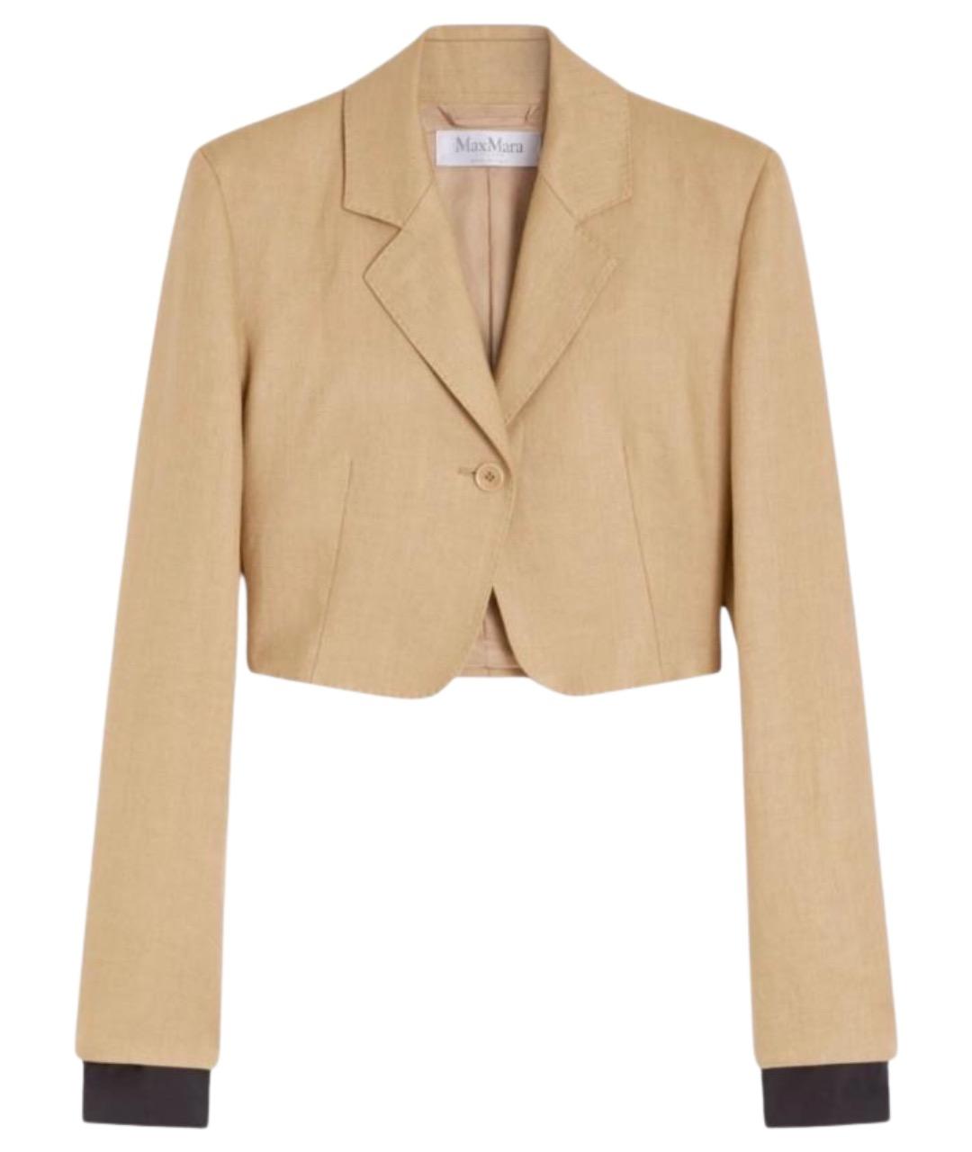 MAX MARA Бежевый льняной жакет/пиджак, фото 1
