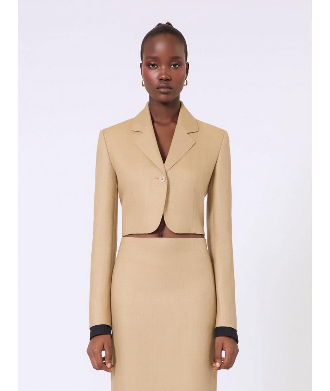MAX MARA Бежевый льняной жакет/пиджак, фото 3