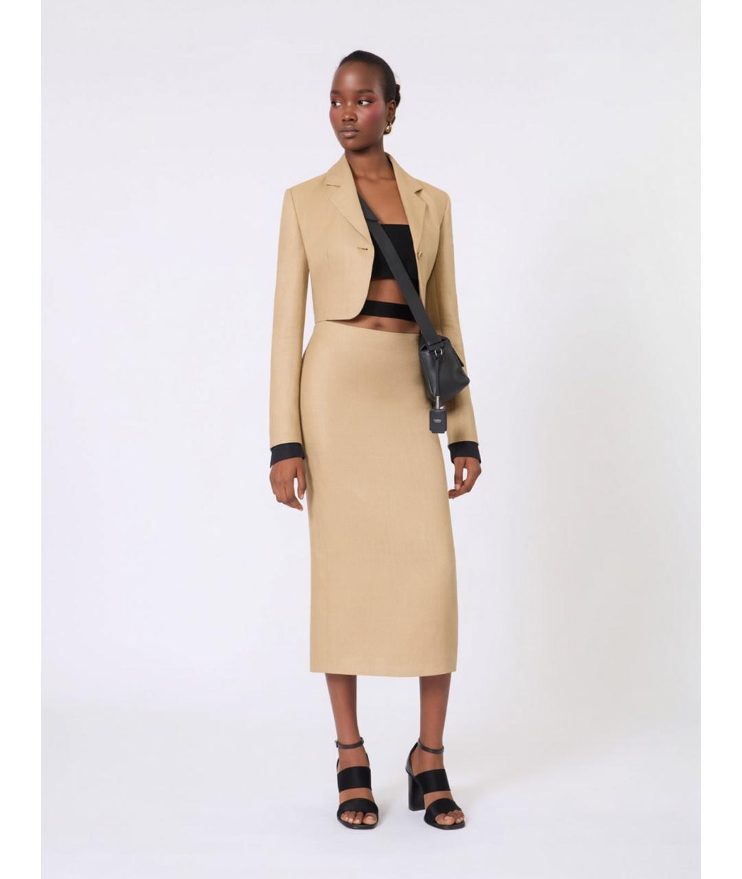 MAX MARA Бежевый льняной жакет/пиджак, фото 2