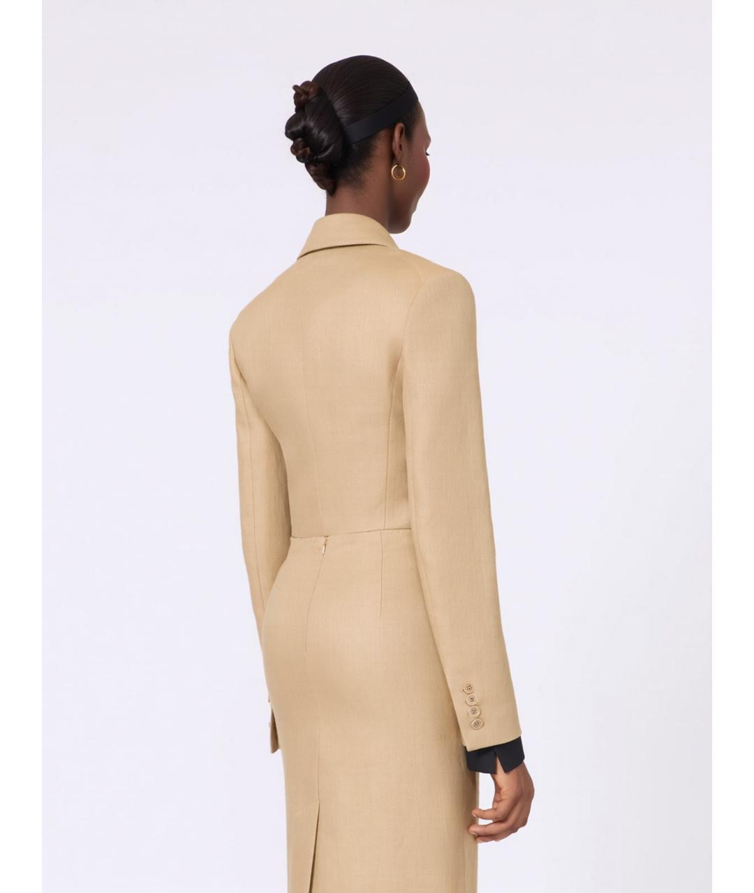 MAX MARA Бежевый льняной жакет/пиджак, фото 4