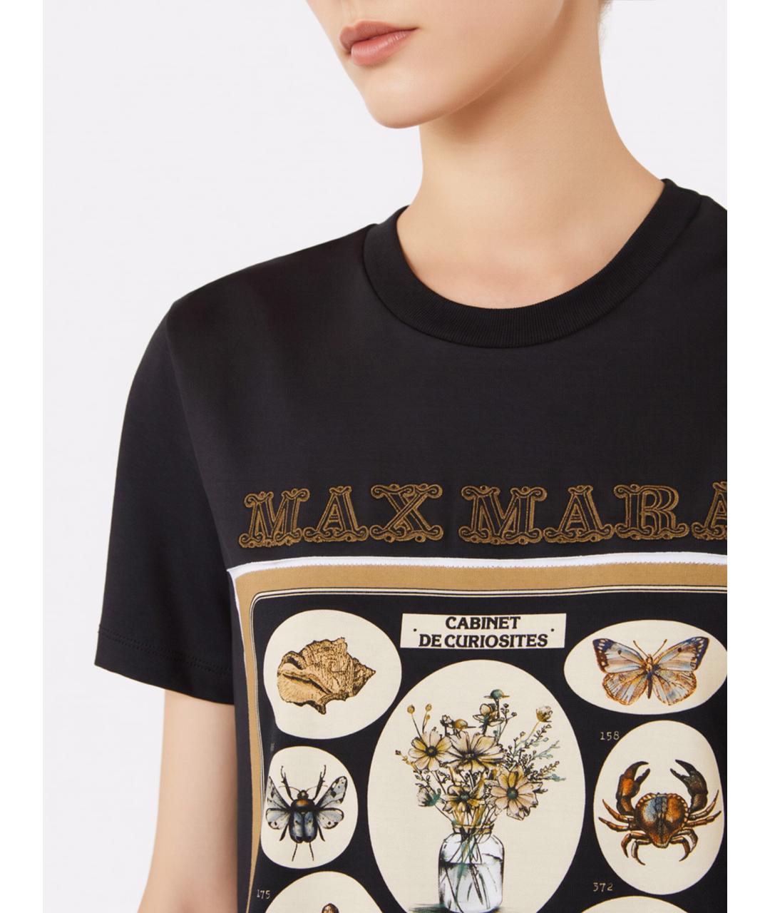 MAX MARA Черная хлопковая футболка, фото 5