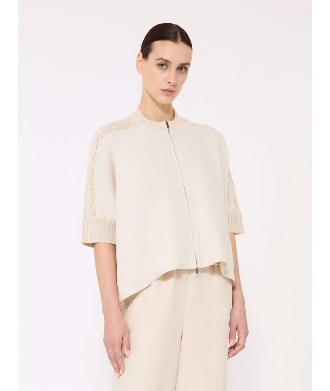 MAX MARA Бежевый льняной кардиган, фото 3