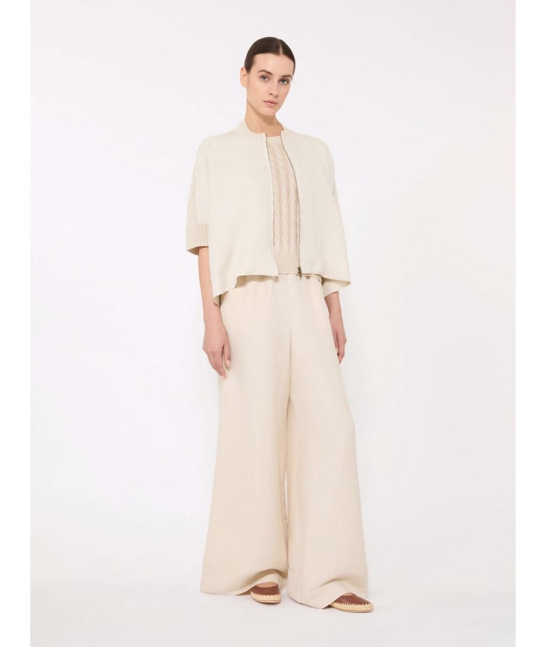 MAX MARA Бежевый льняной кардиган, фото 2