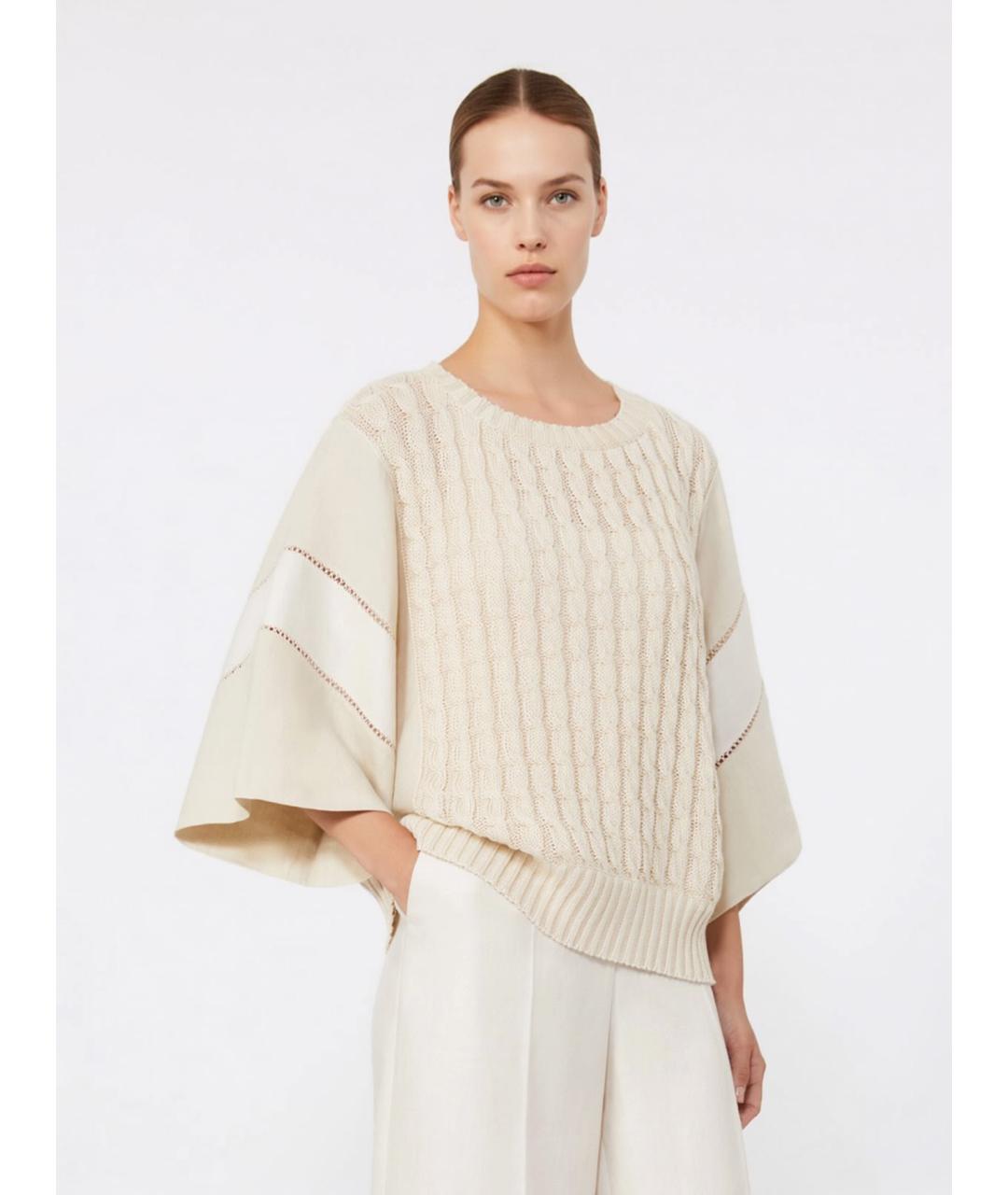 MAX MARA Бежевый льняной джемпер / свитер, фото 3