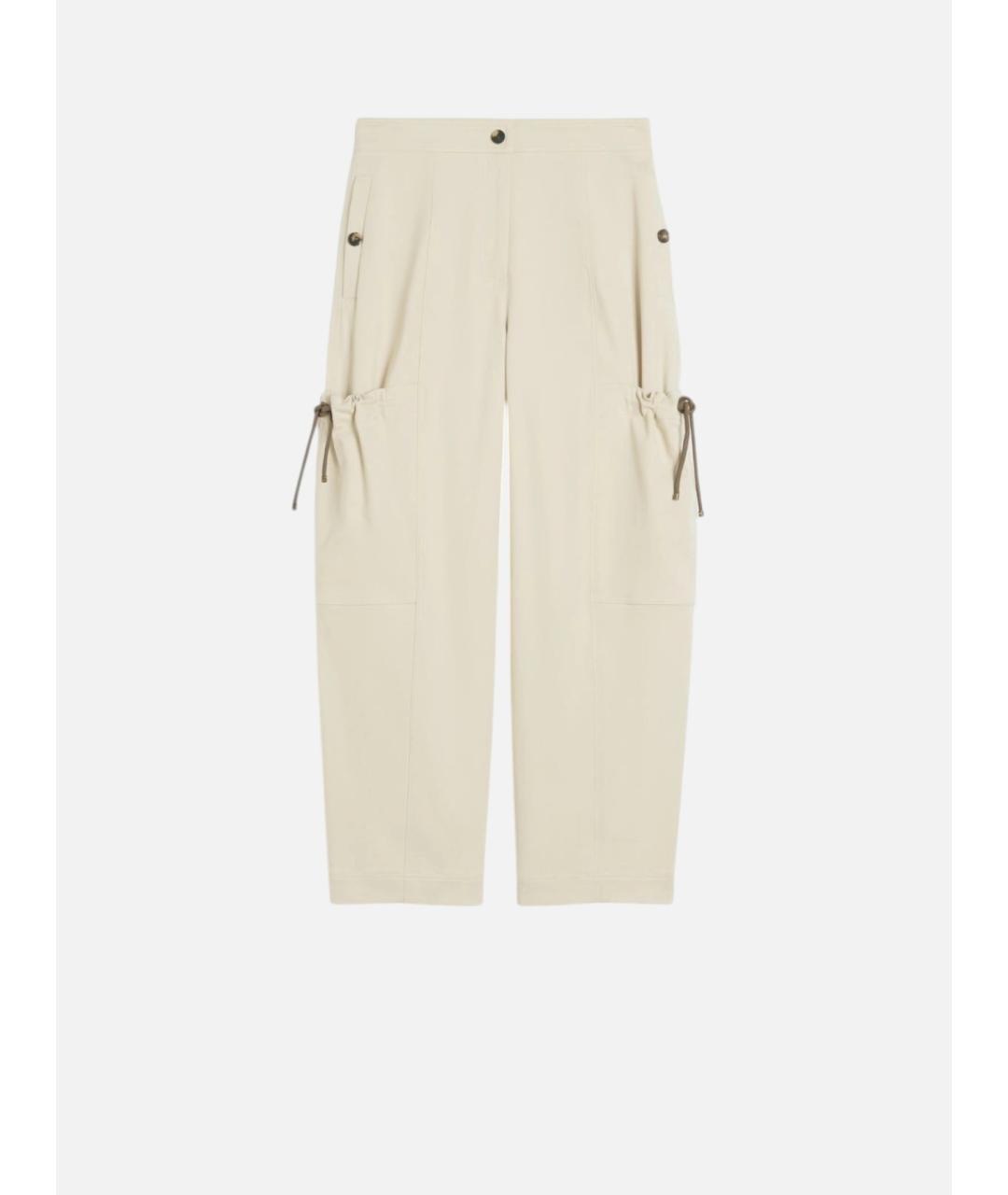 MAX MARA Бежевые хлопковые прямые брюки, фото 6
