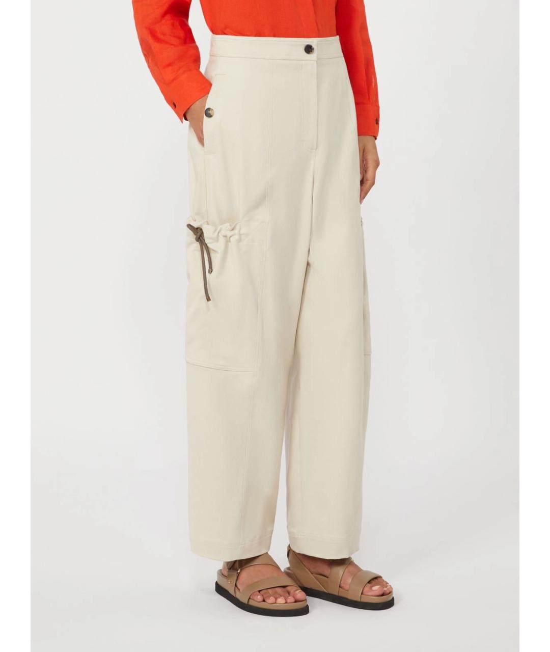 MAX MARA Бежевые хлопковые прямые брюки, фото 3