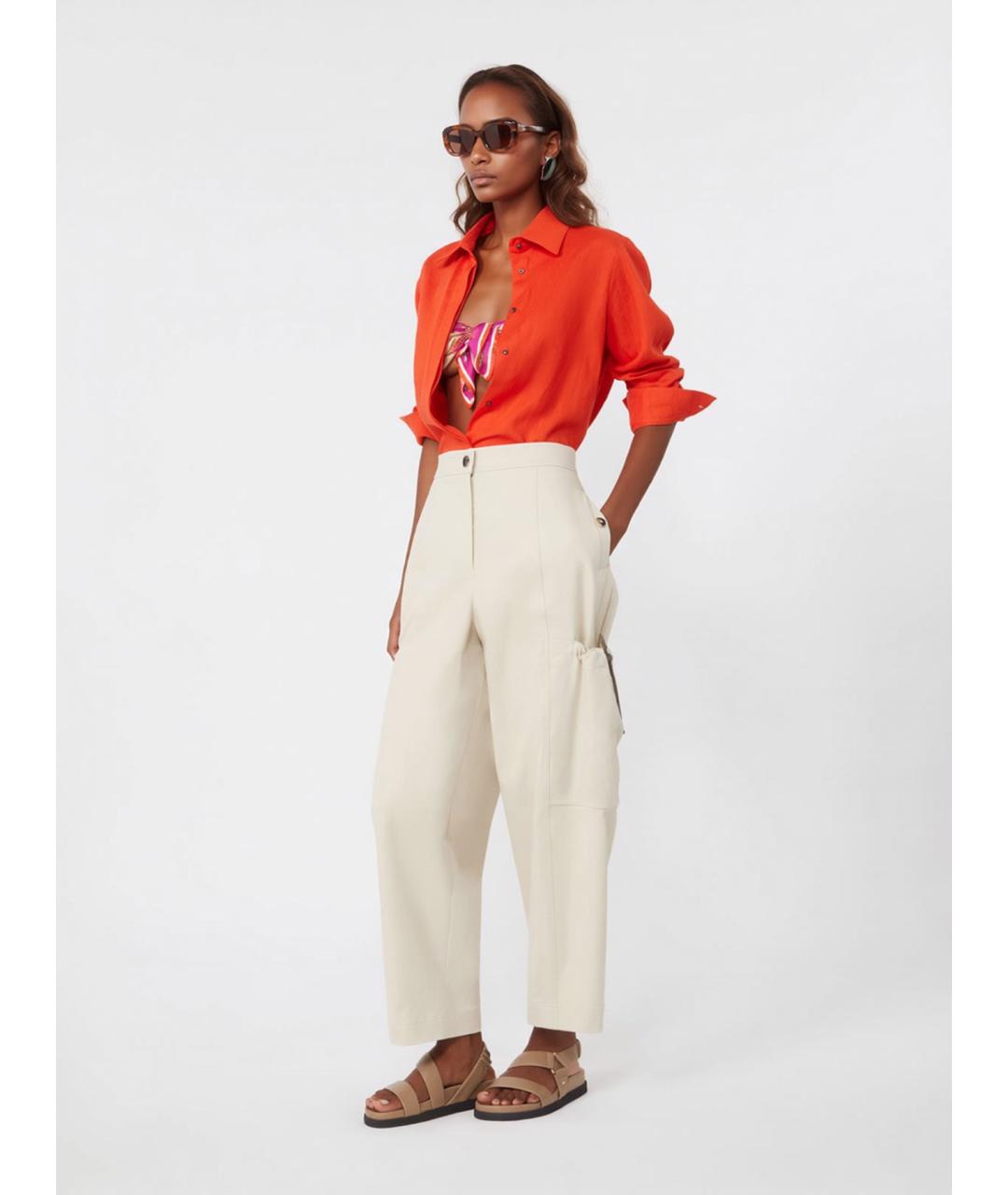 MAX MARA Бежевые хлопковые прямые брюки, фото 2