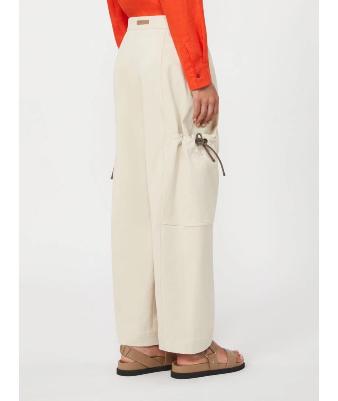 MAX MARA Бежевые хлопковые прямые брюки, фото 4