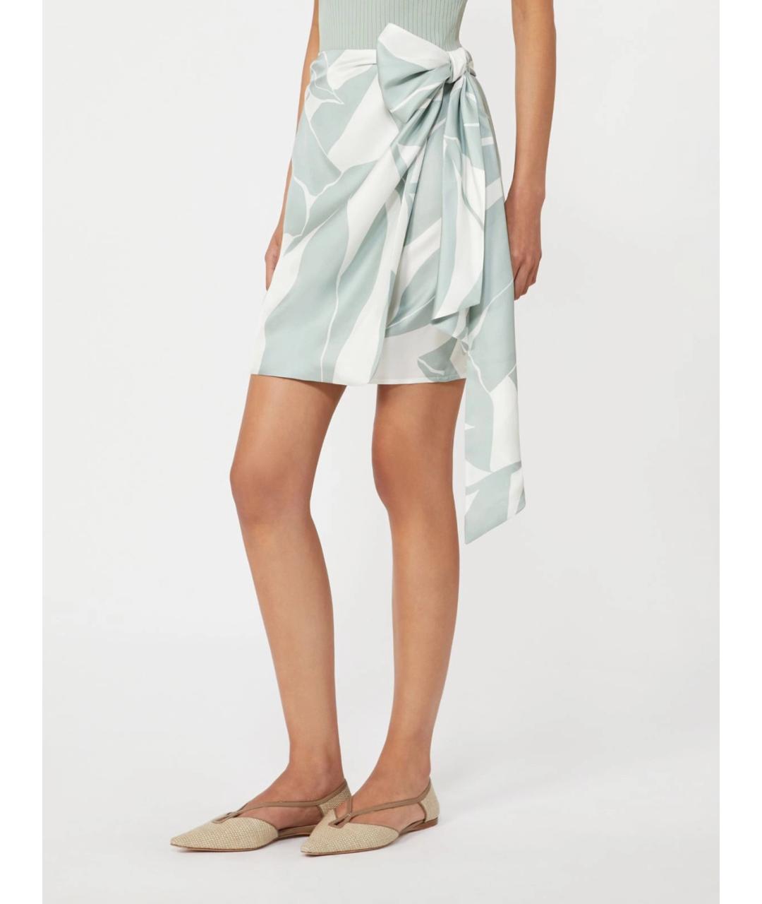 MAX MARA Бирюзовая шелковая юбка мини, фото 2