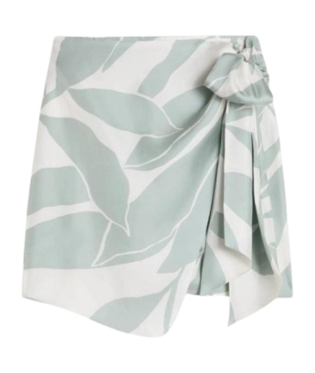 MAX MARA Бирюзовая шелковая юбка мини, фото 1