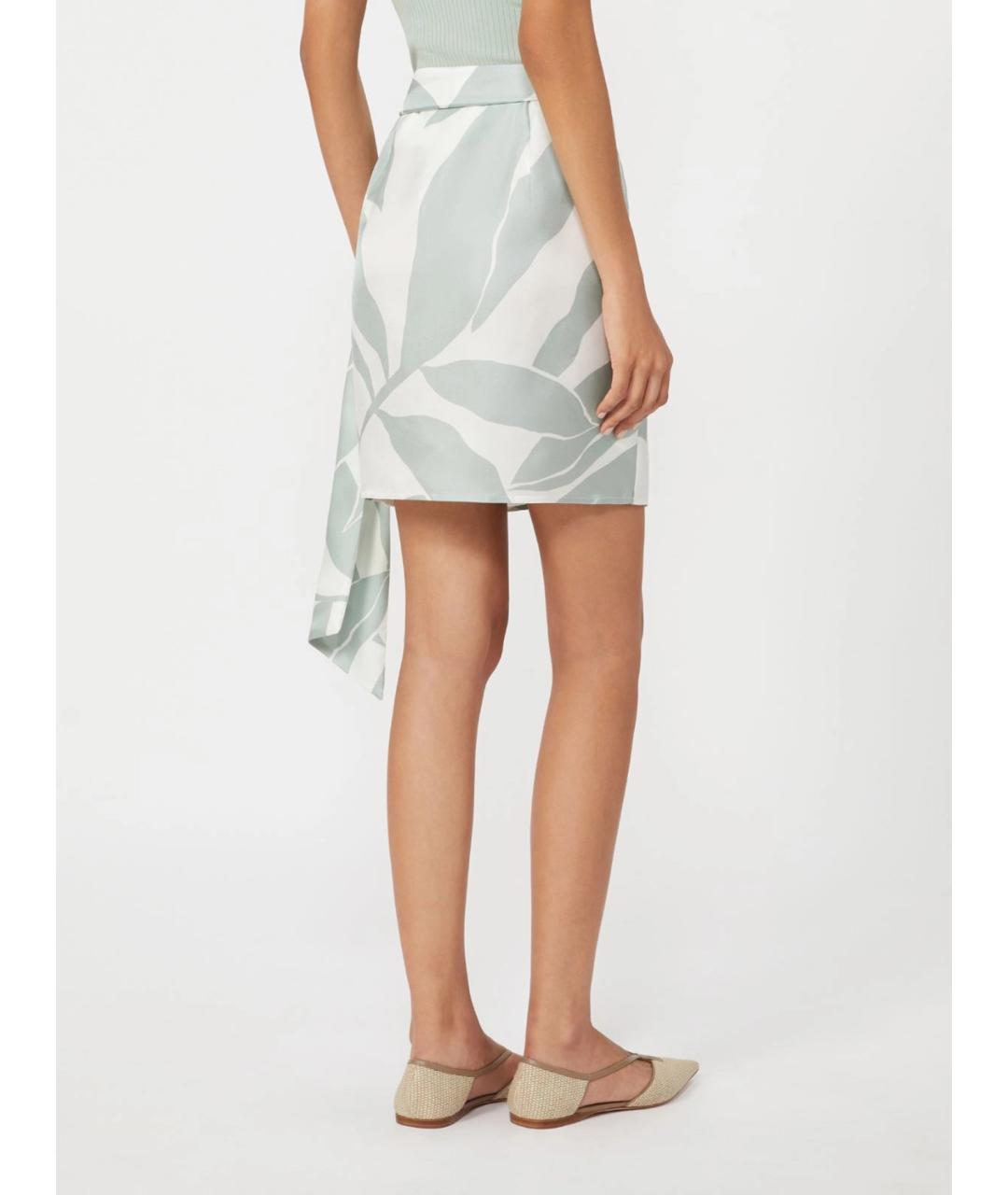 MAX MARA Бирюзовая шелковая юбка мини, фото 3