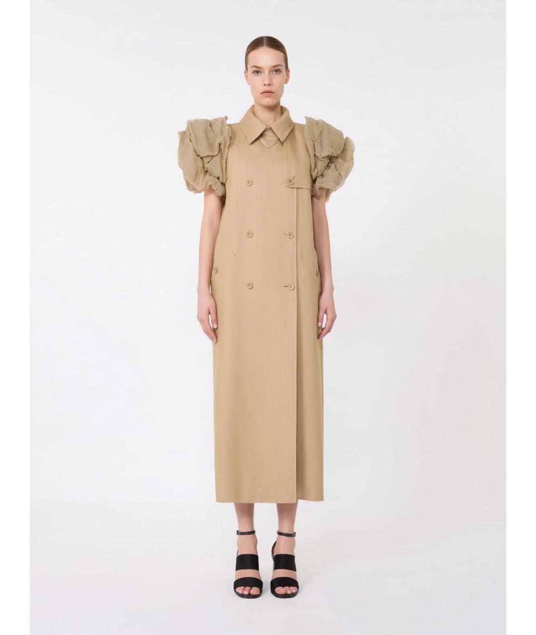 MAX MARA Бежевый хлопковый тренч/плащ, фото 3