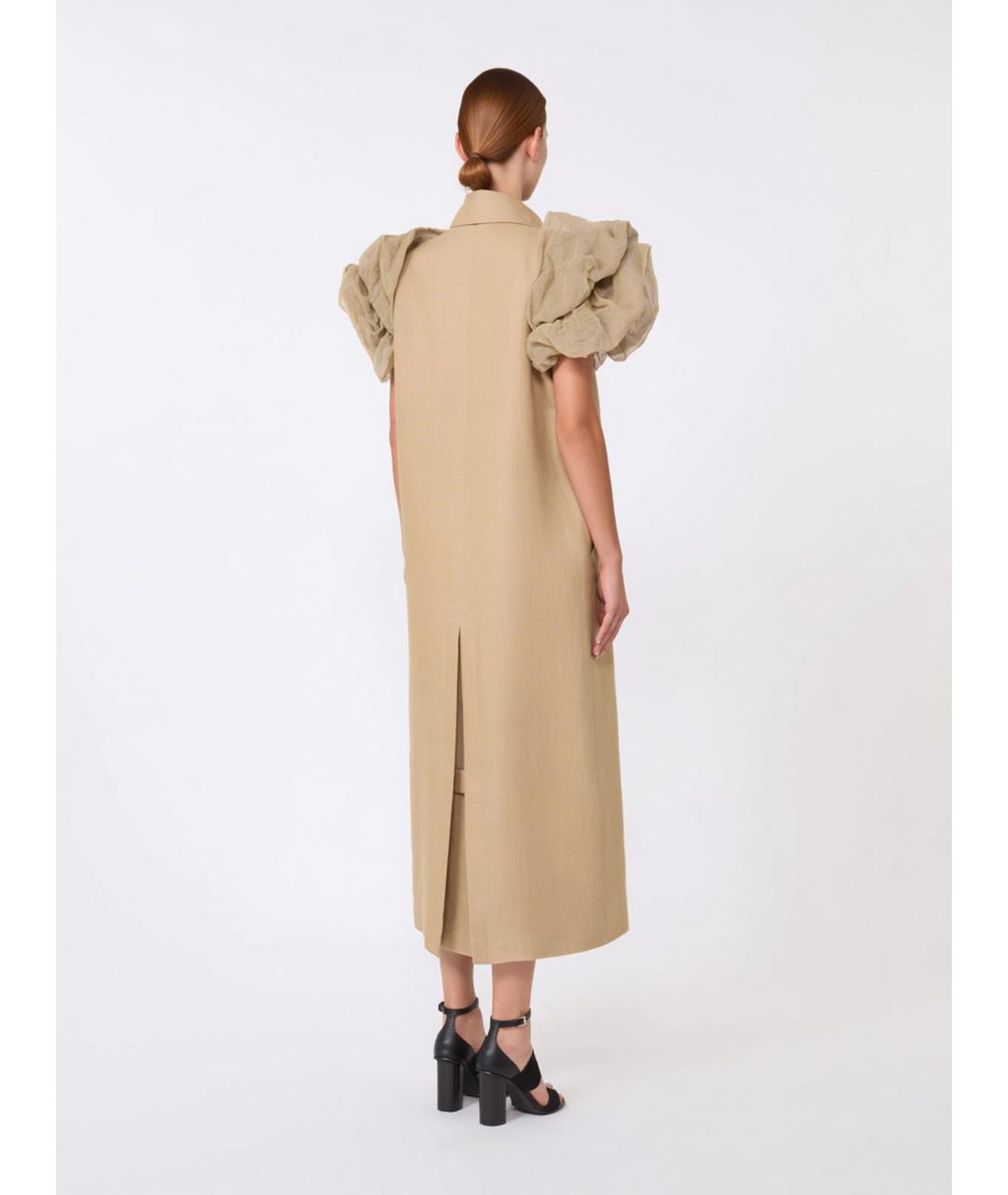 MAX MARA Бежевый хлопковый тренч/плащ, фото 4