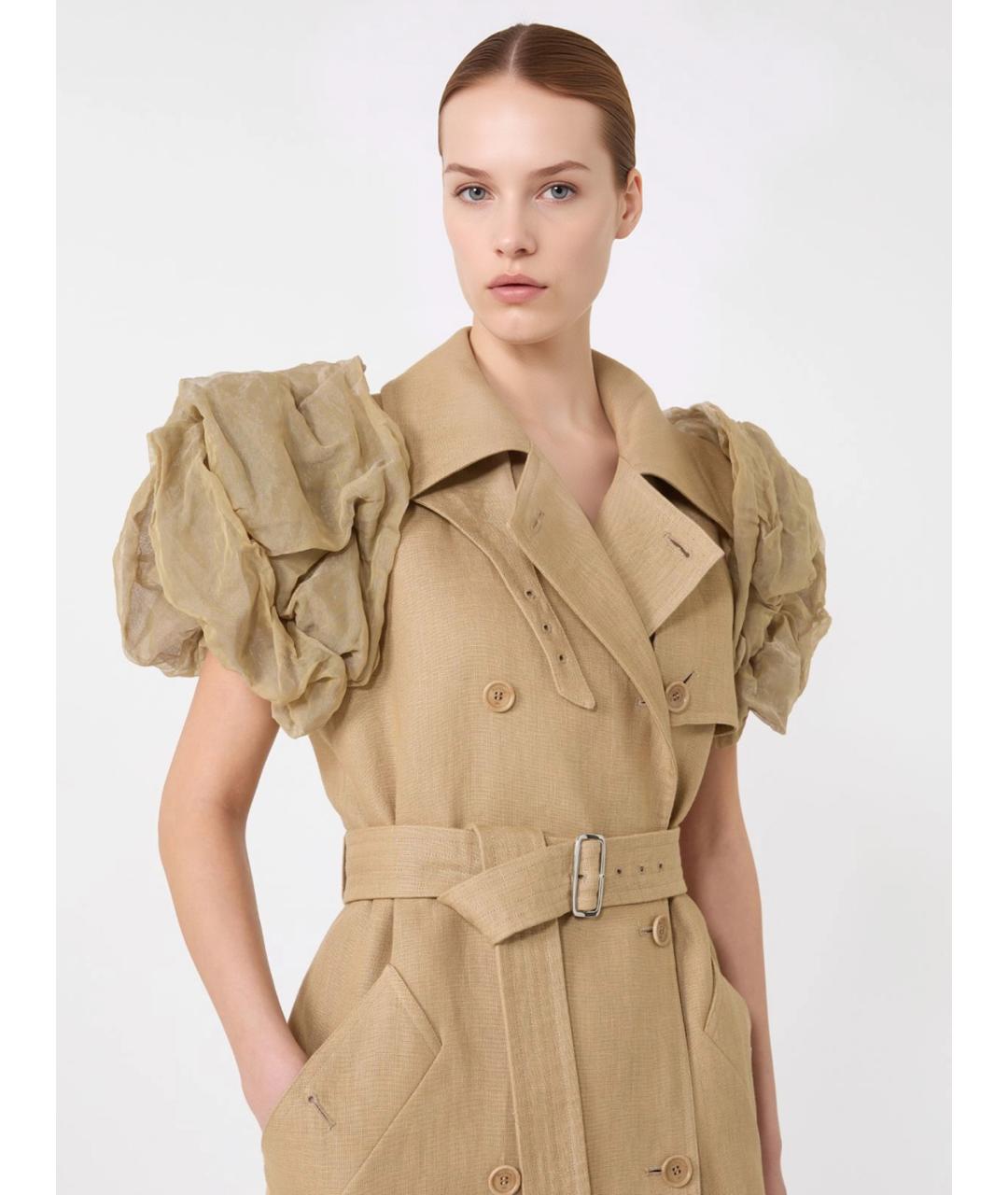 MAX MARA Бежевый хлопковый тренч/плащ, фото 5