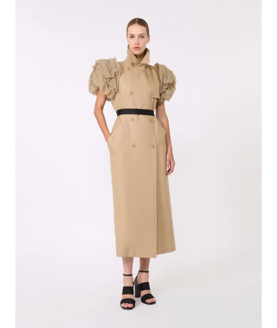 MAX MARA Бежевый хлопковый тренч/плащ, фото 2