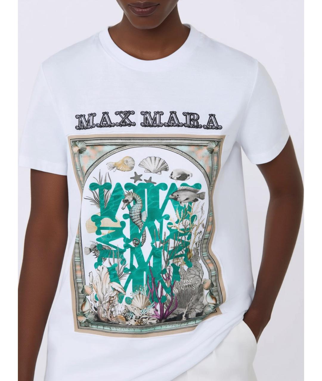 MAX MARA Белая хлопковая футболка, фото 5
