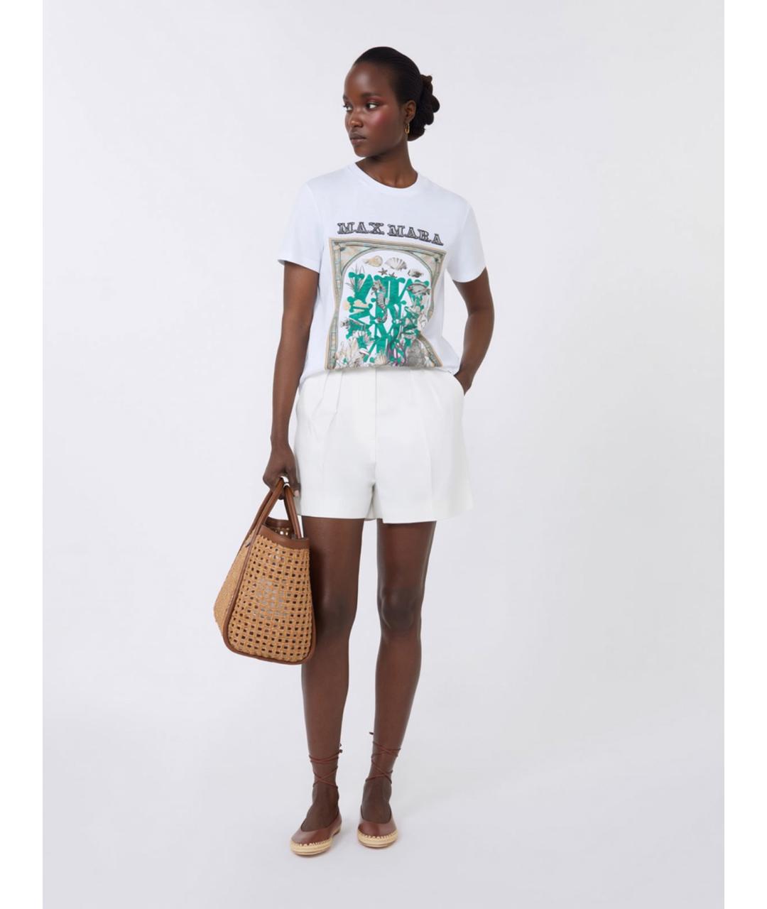 MAX MARA Белая хлопковая футболка, фото 2