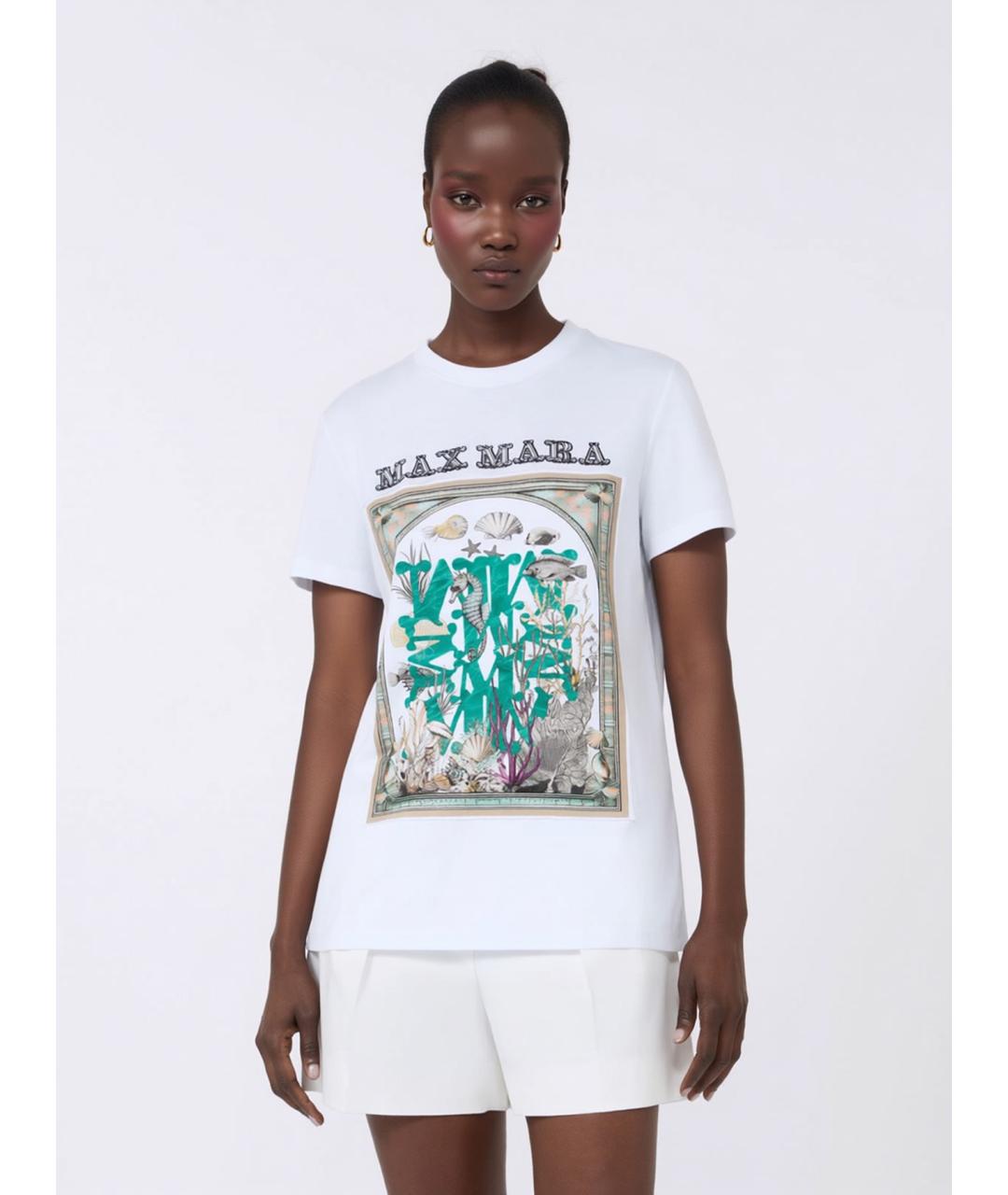 MAX MARA Белая хлопковая футболка, фото 3
