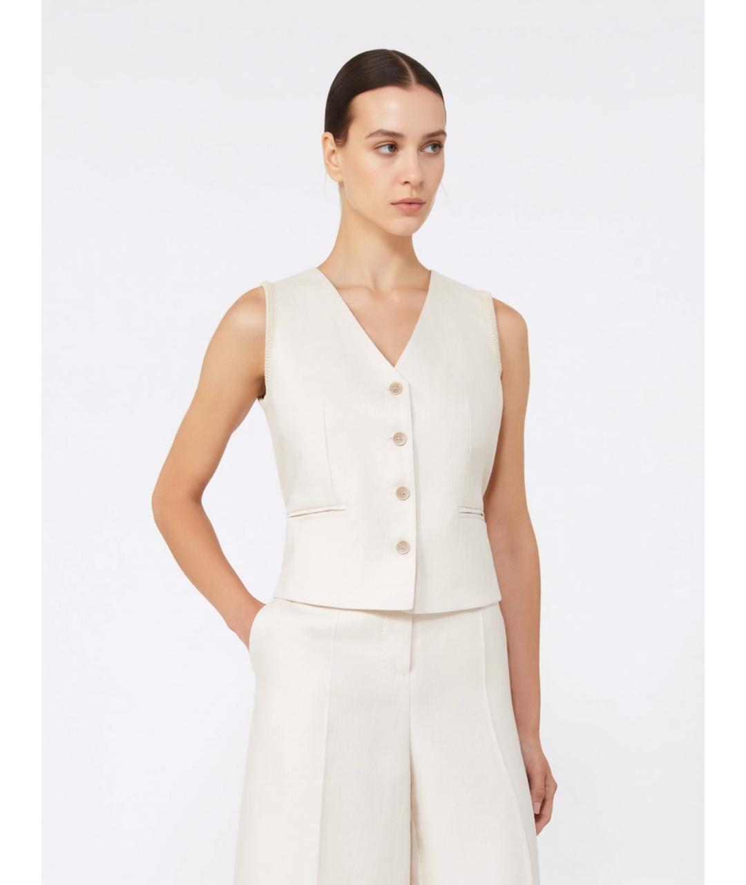 MAX MARA Бежевая льняная жилетка, фото 3