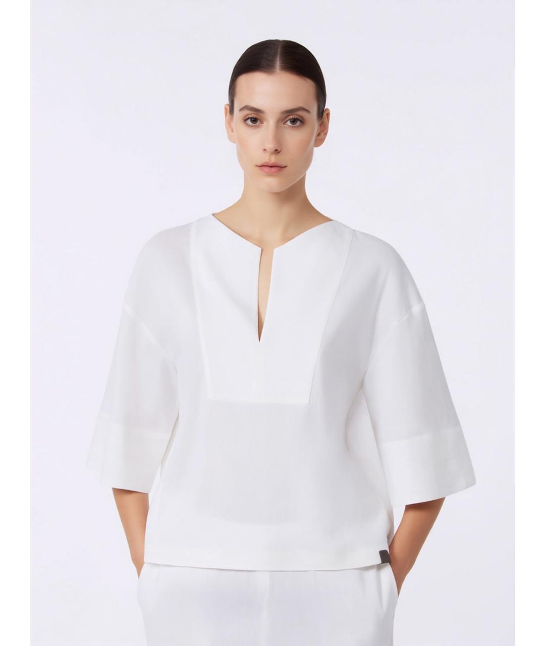 MAX MARA Белая льняная блузы, фото 3