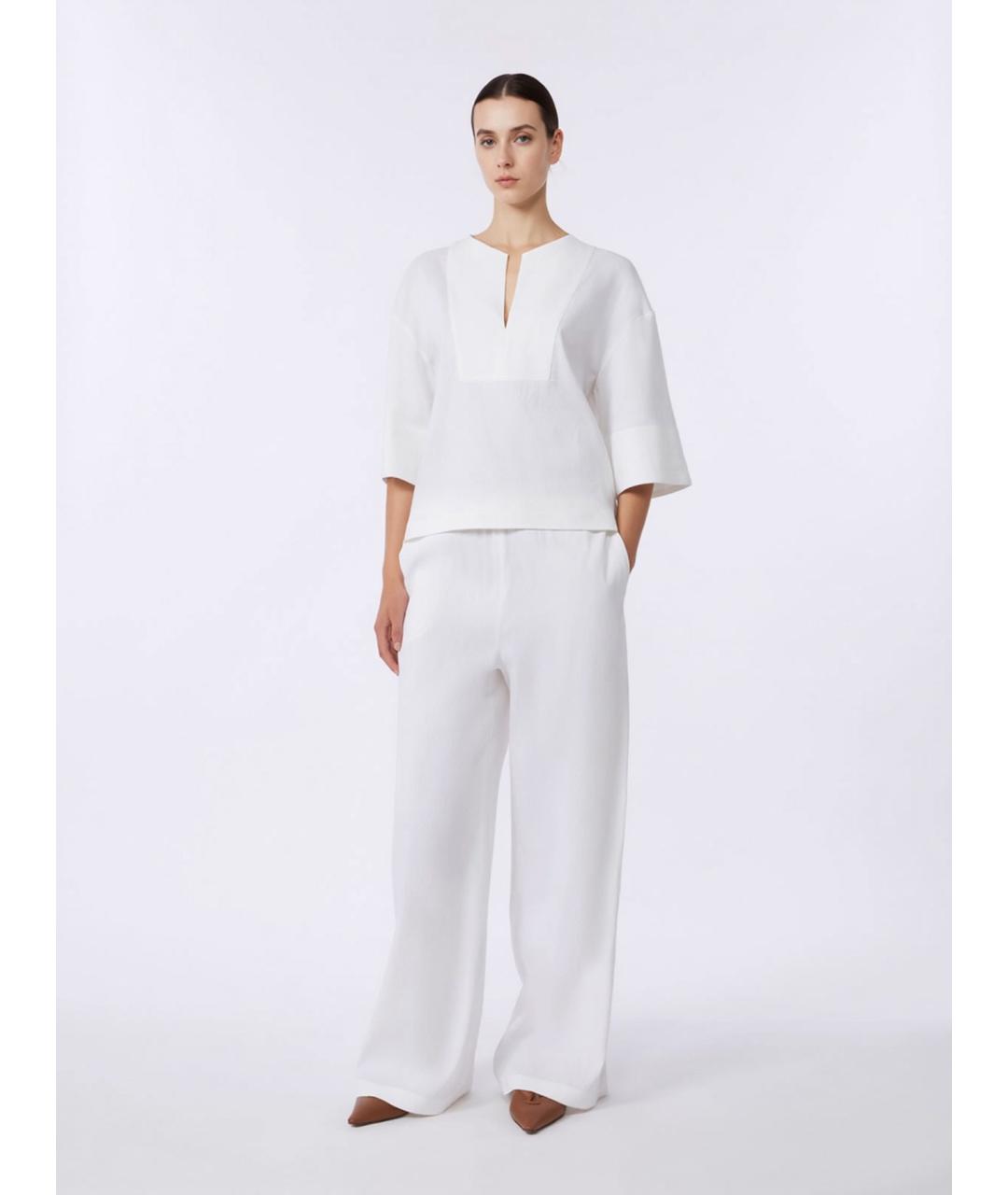 MAX MARA Белая льняная блузы, фото 2