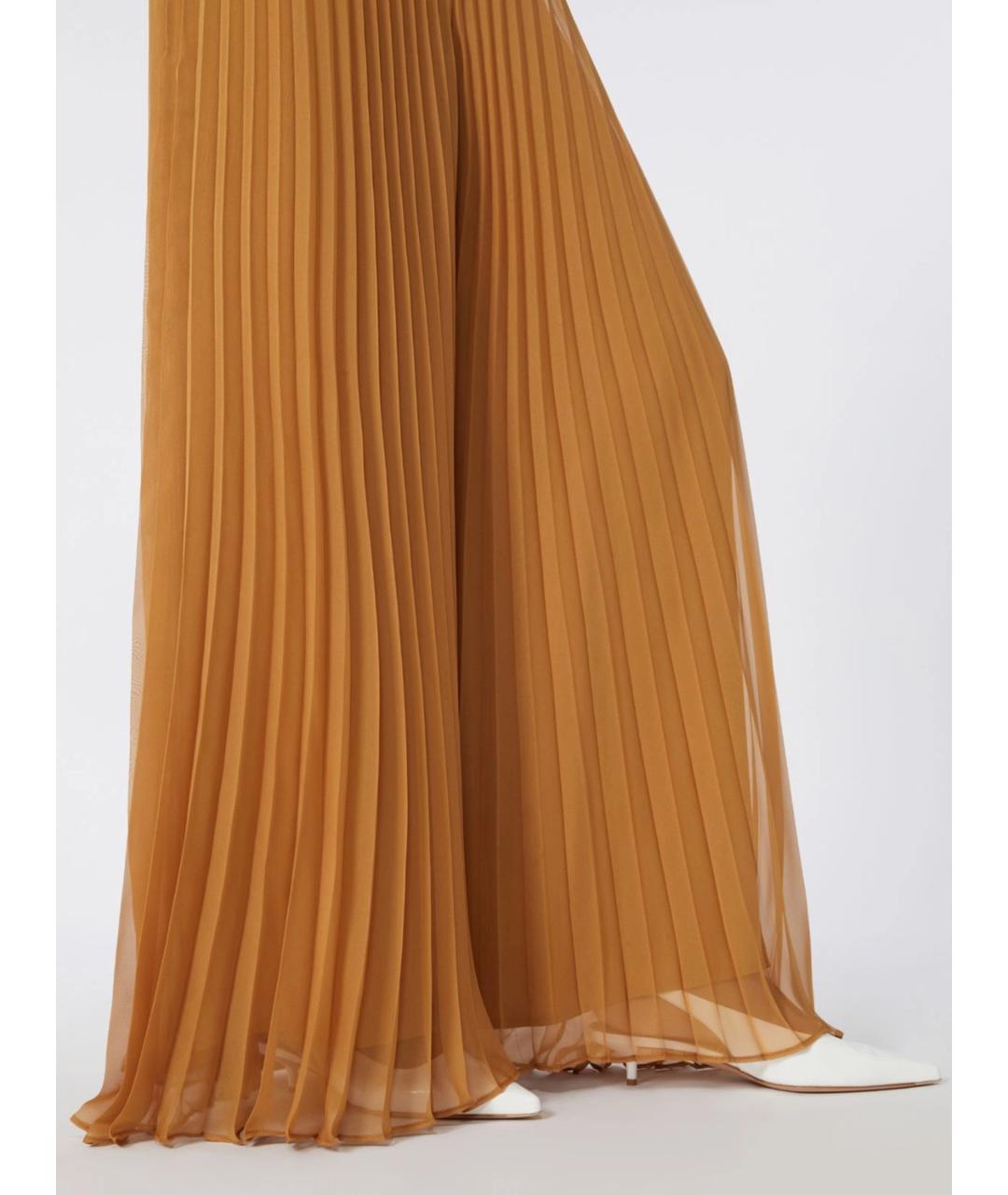 MAX MARA Оранжевое полиэстеровые брюки широкие, фото 5