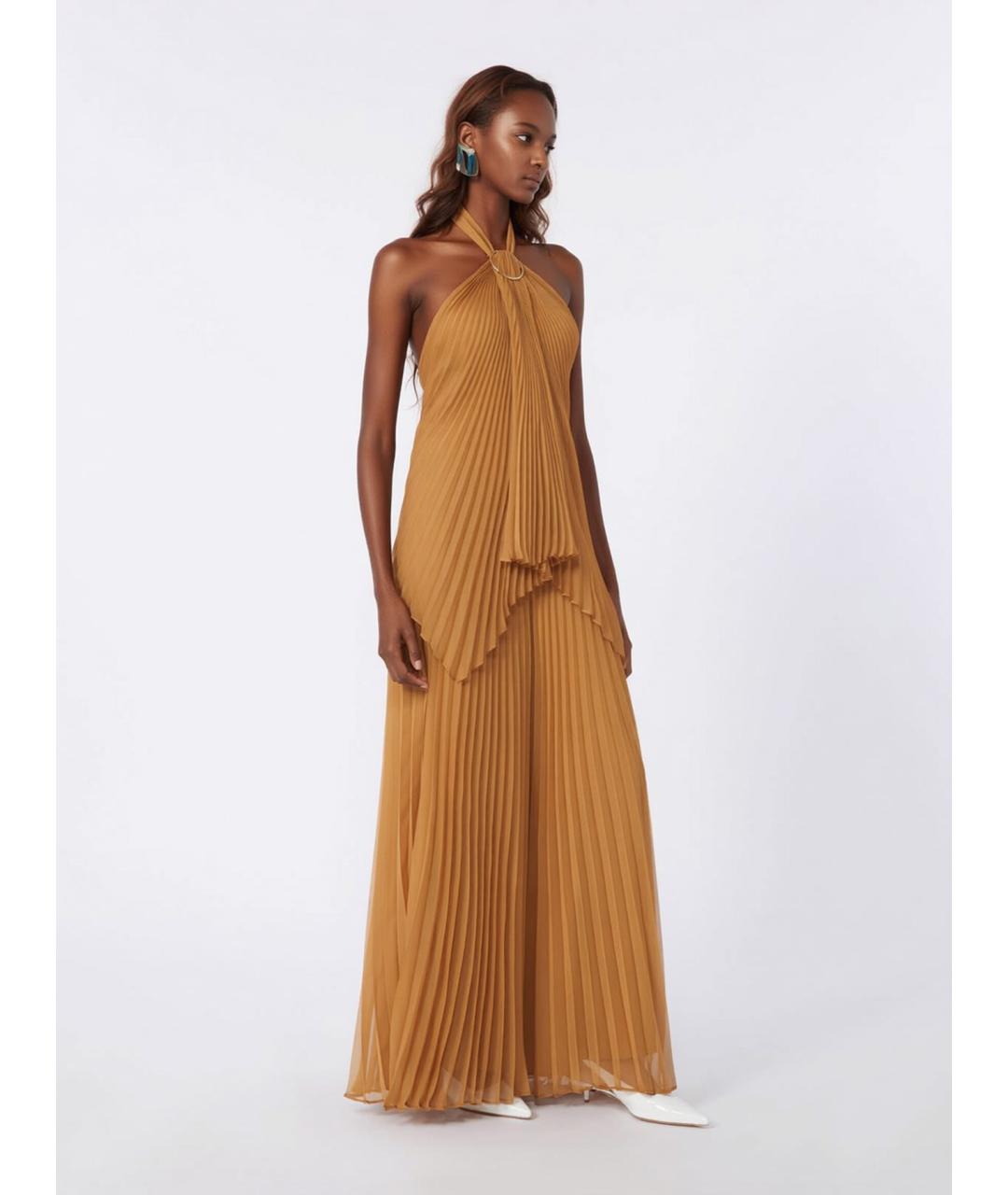 MAX MARA Оранжевое полиэстеровые брюки широкие, фото 2