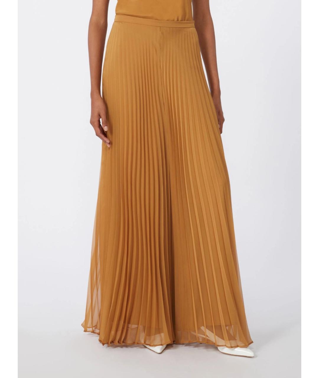 MAX MARA Оранжевое полиэстеровые брюки широкие, фото 3