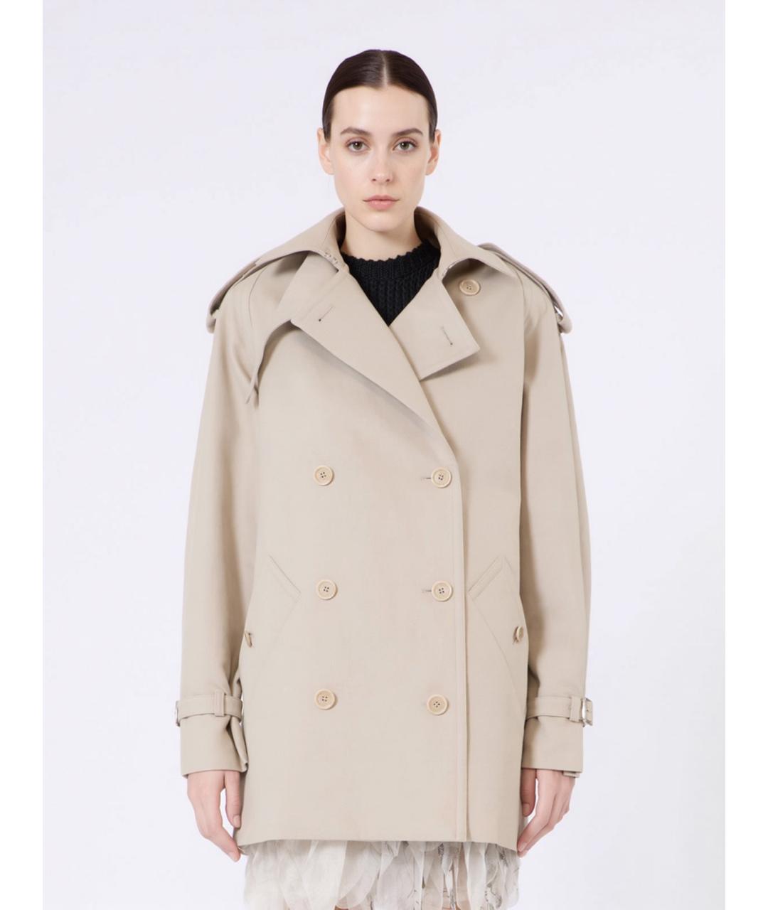 MAX MARA Бежевый хлопковый тренч/плащ, фото 3