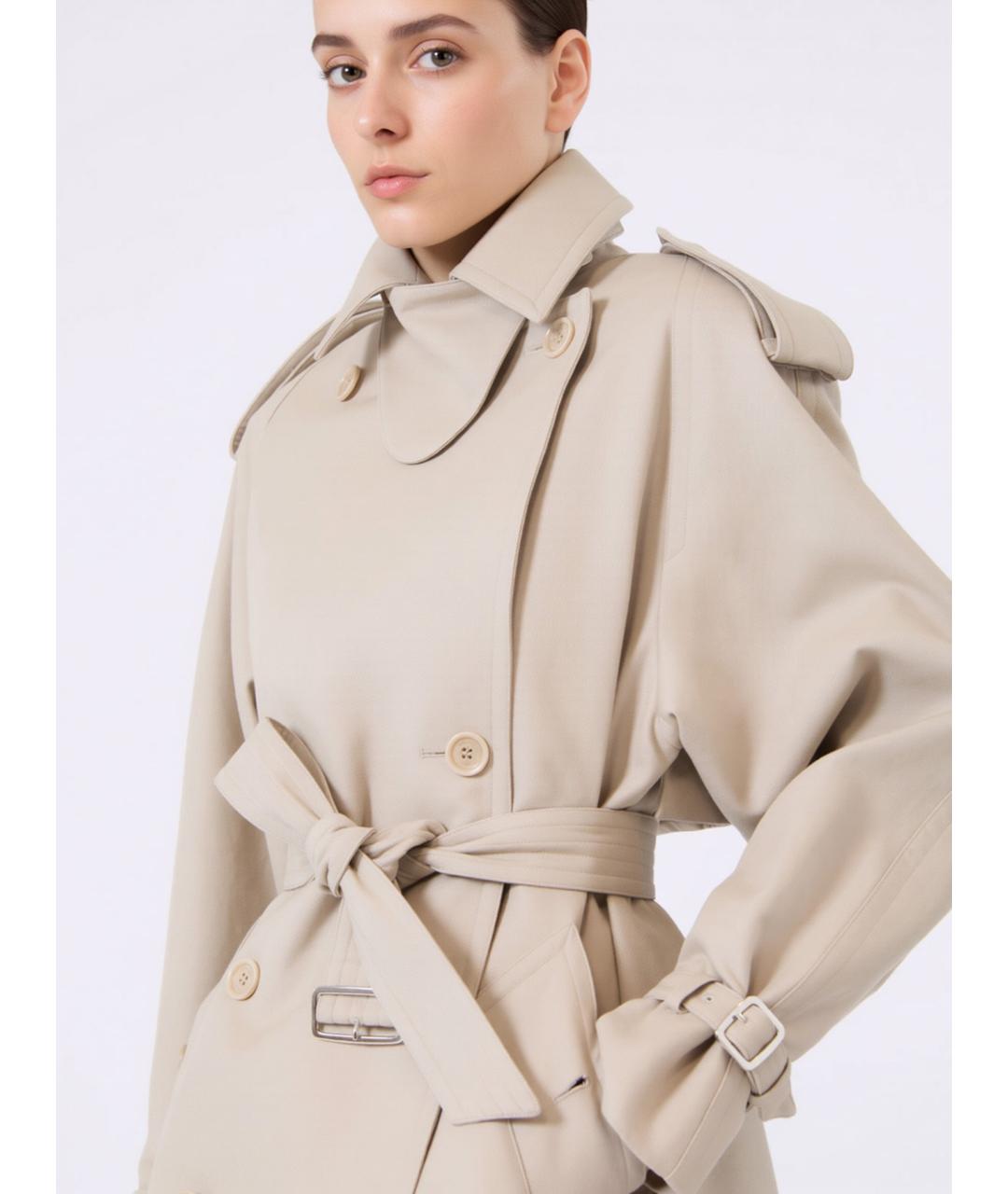 MAX MARA Бежевый хлопковый тренч/плащ, фото 5