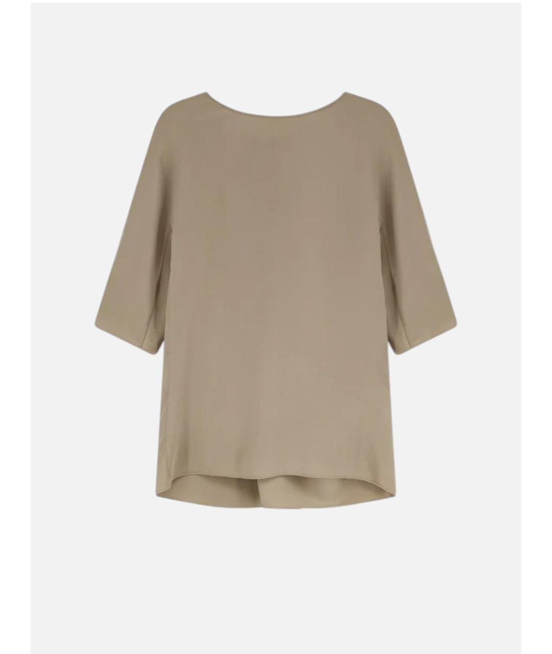 MAX MARA Бежевая шелковая блузы, фото 4