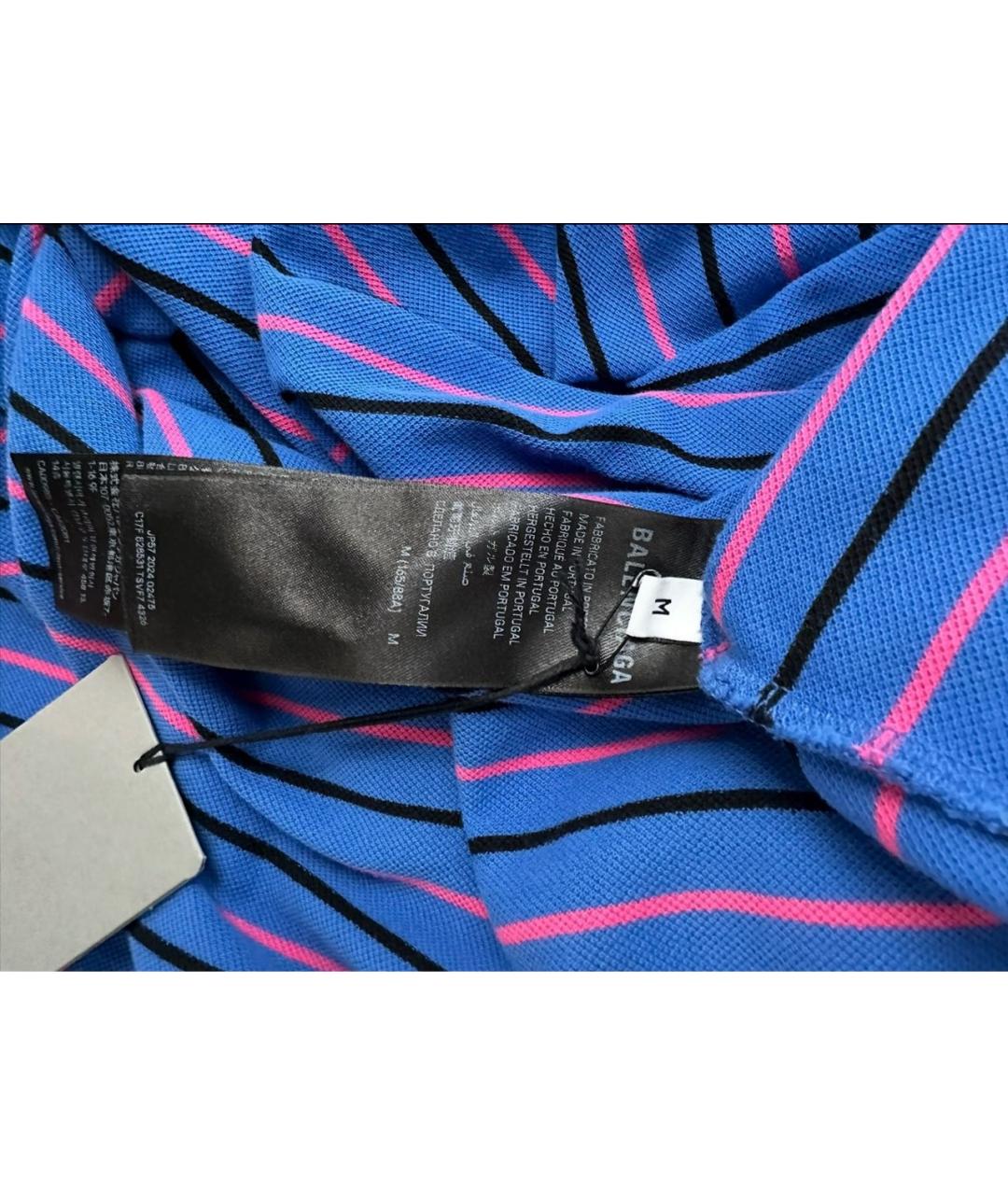 BALENCIAGA Синее хлопковое поло с коротким рукавом, фото 5