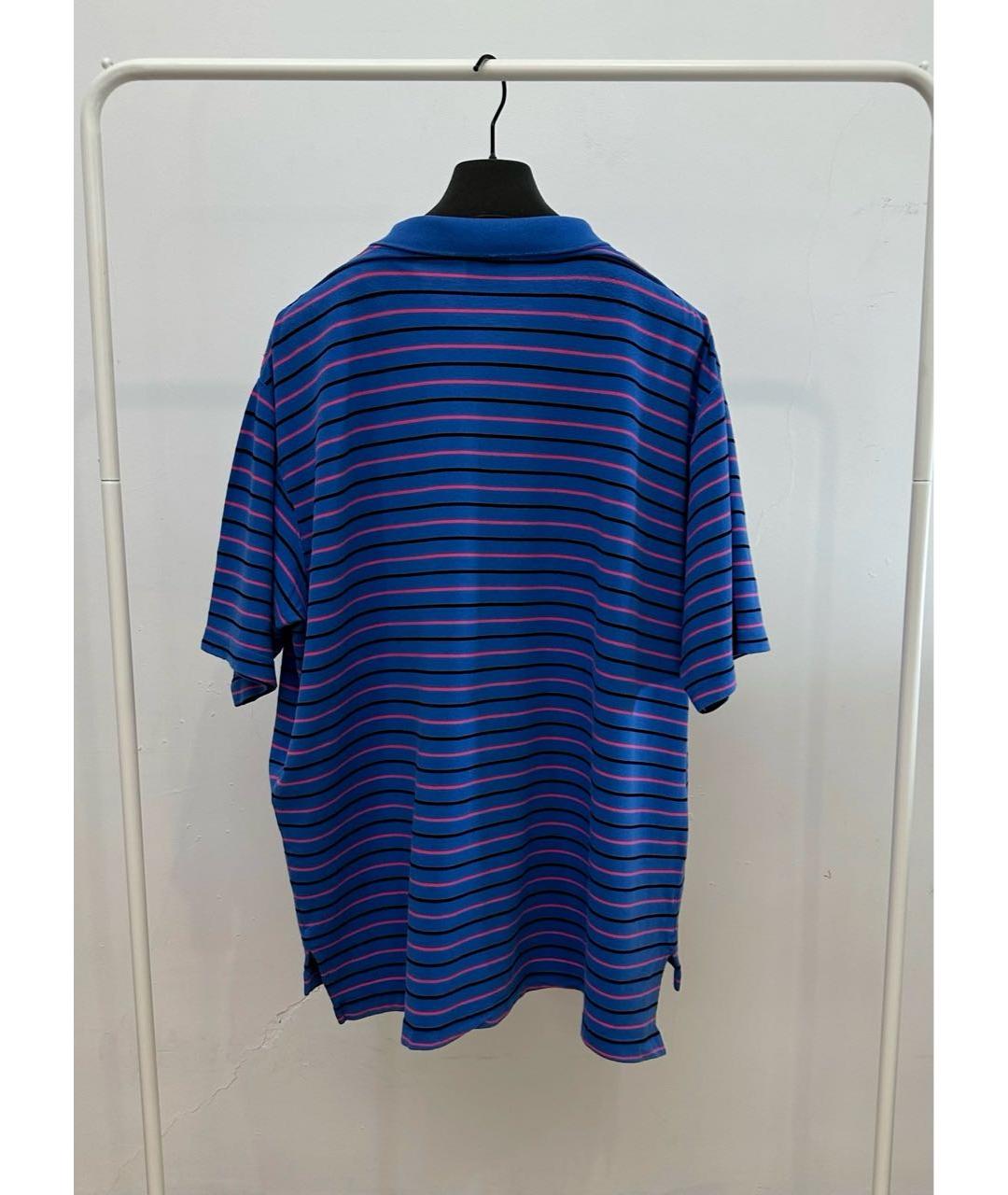 BALENCIAGA Синее хлопковое поло с коротким рукавом, фото 2