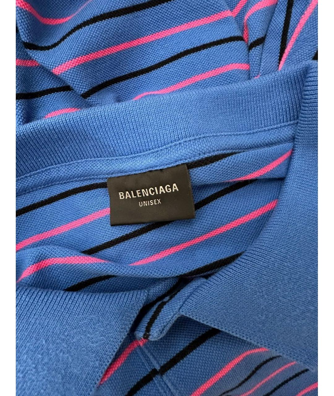 BALENCIAGA Синее хлопковое поло с коротким рукавом, фото 4