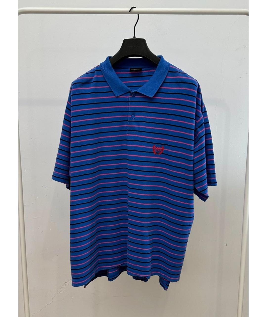 BALENCIAGA Синее хлопковое поло с коротким рукавом, фото 7