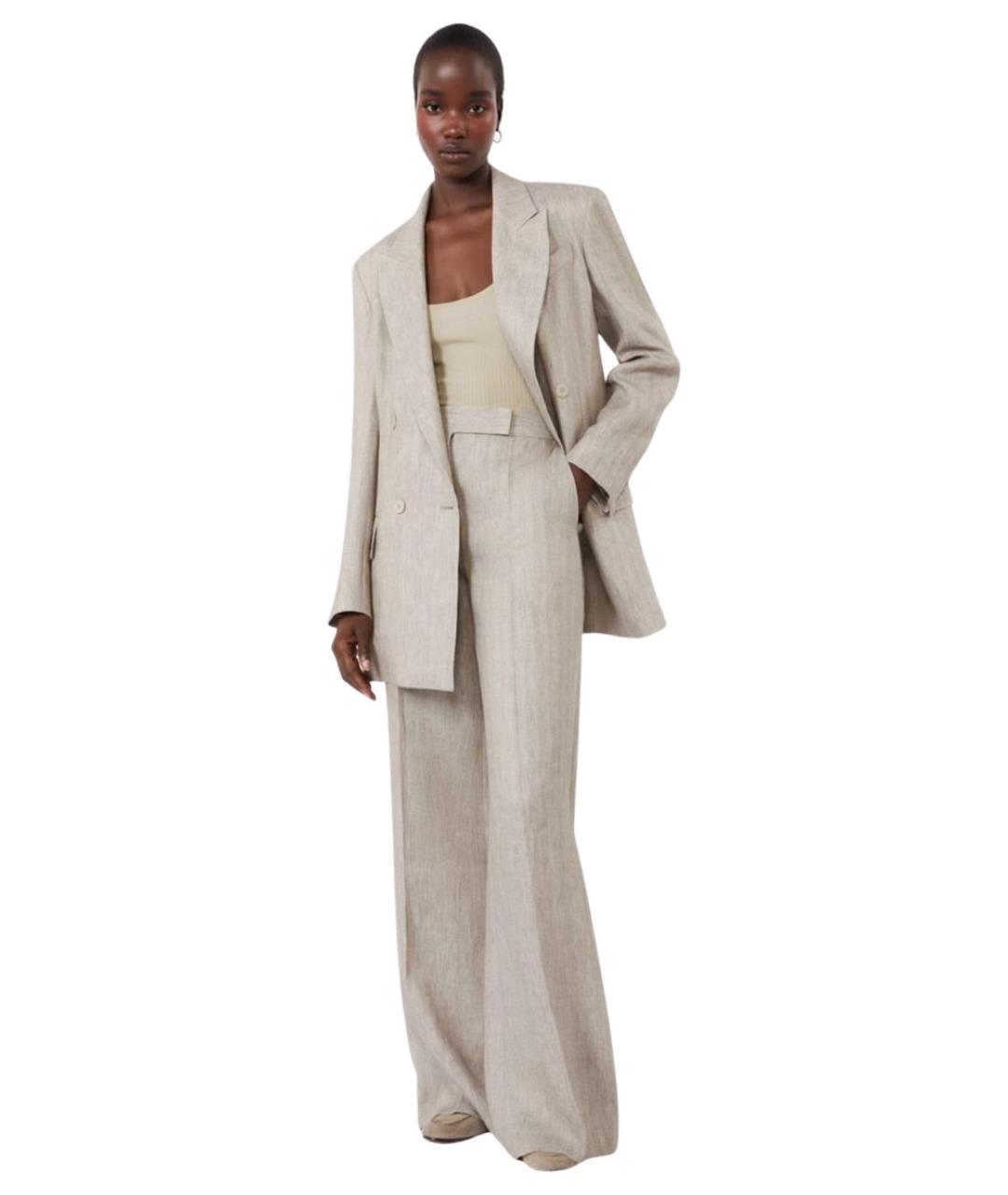 MAX MARA Бежевый льняной жакет/пиджак, фото 2