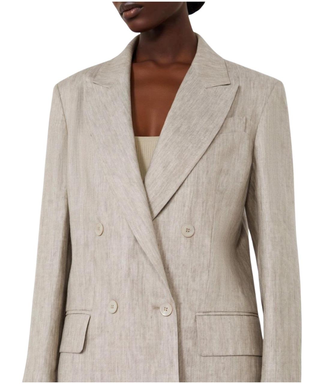 MAX MARA Бежевый льняной жакет/пиджак, фото 5