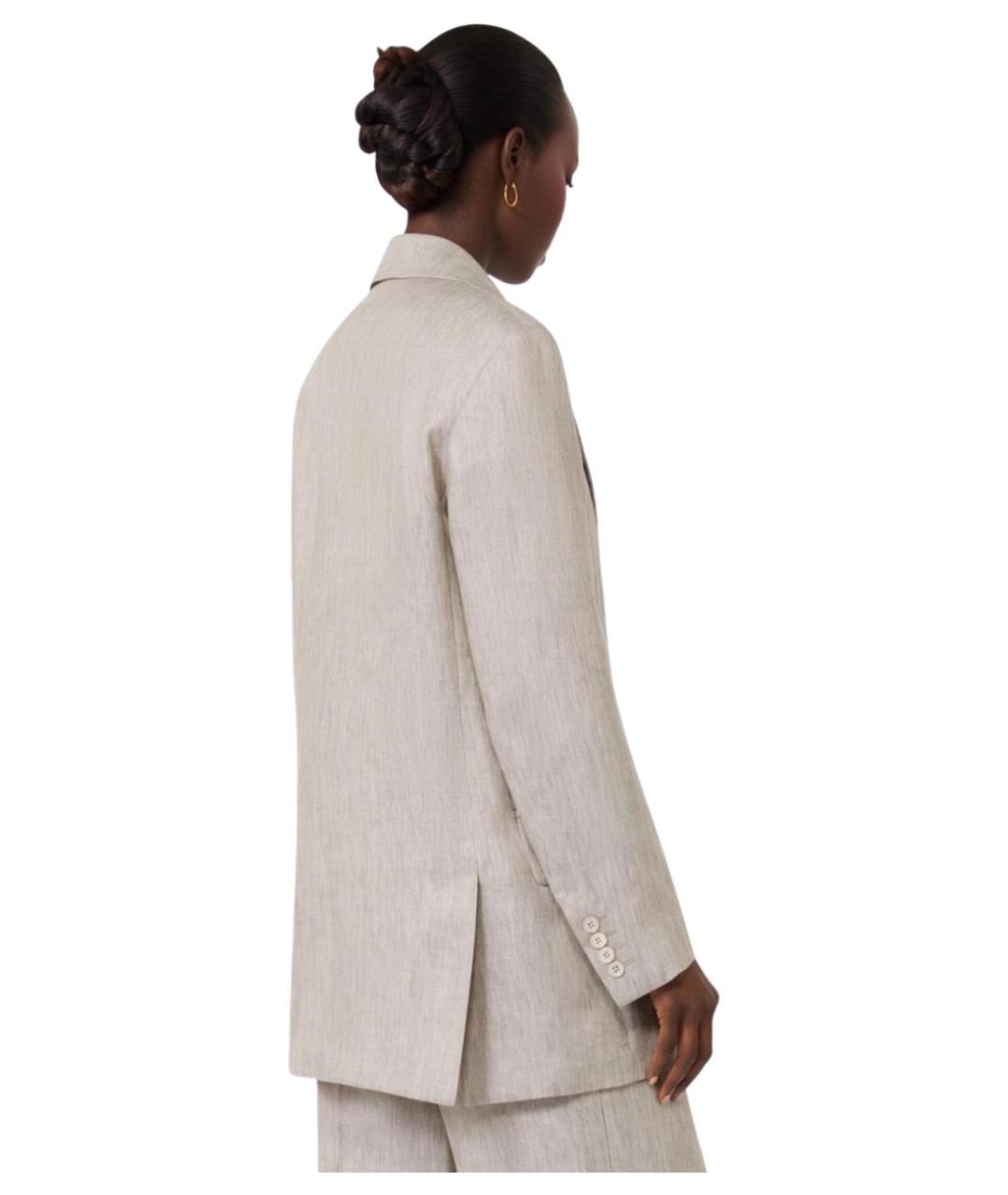 MAX MARA Бежевый льняной жакет/пиджак, фото 4