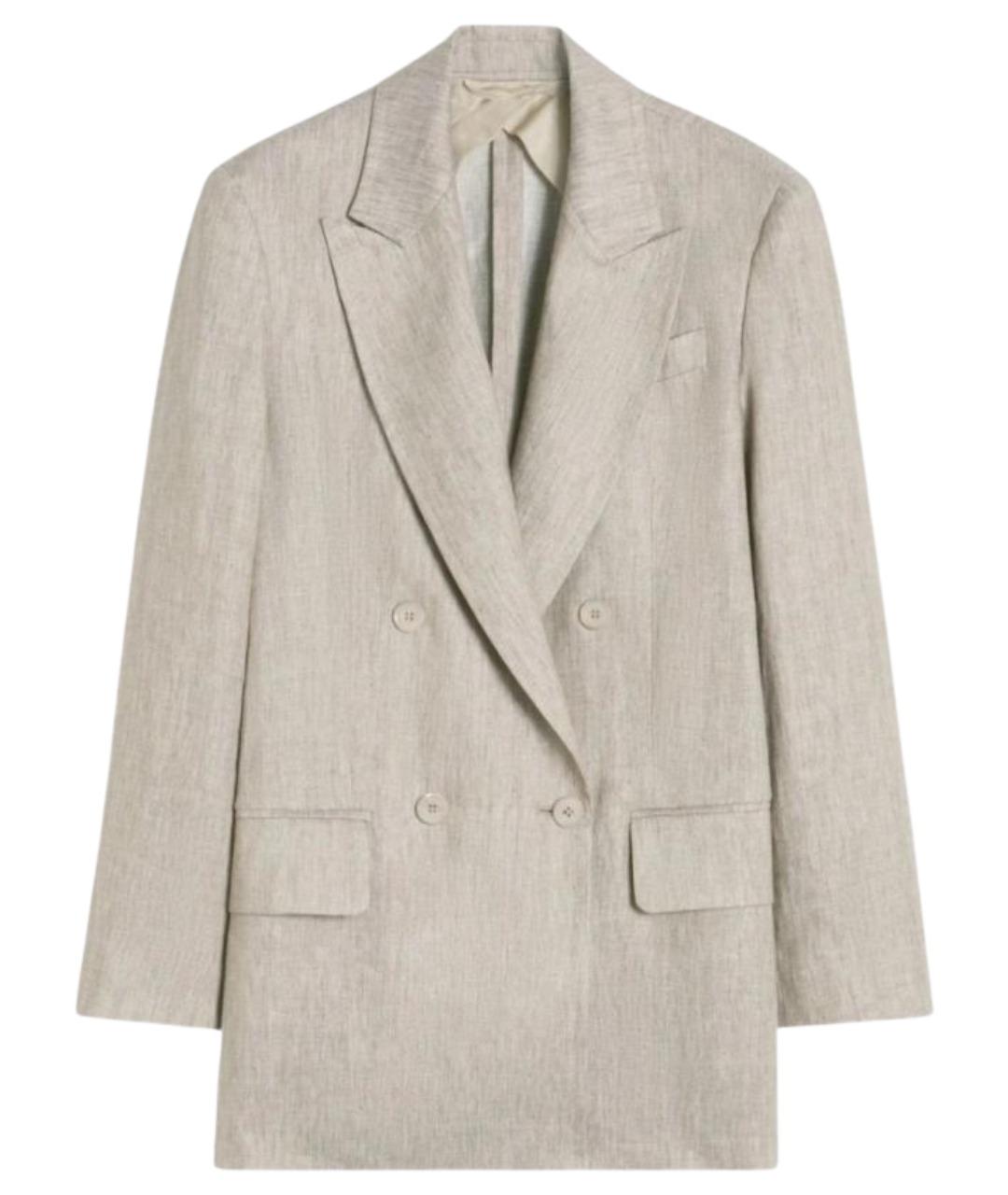 MAX MARA Бежевый льняной жакет/пиджак, фото 1