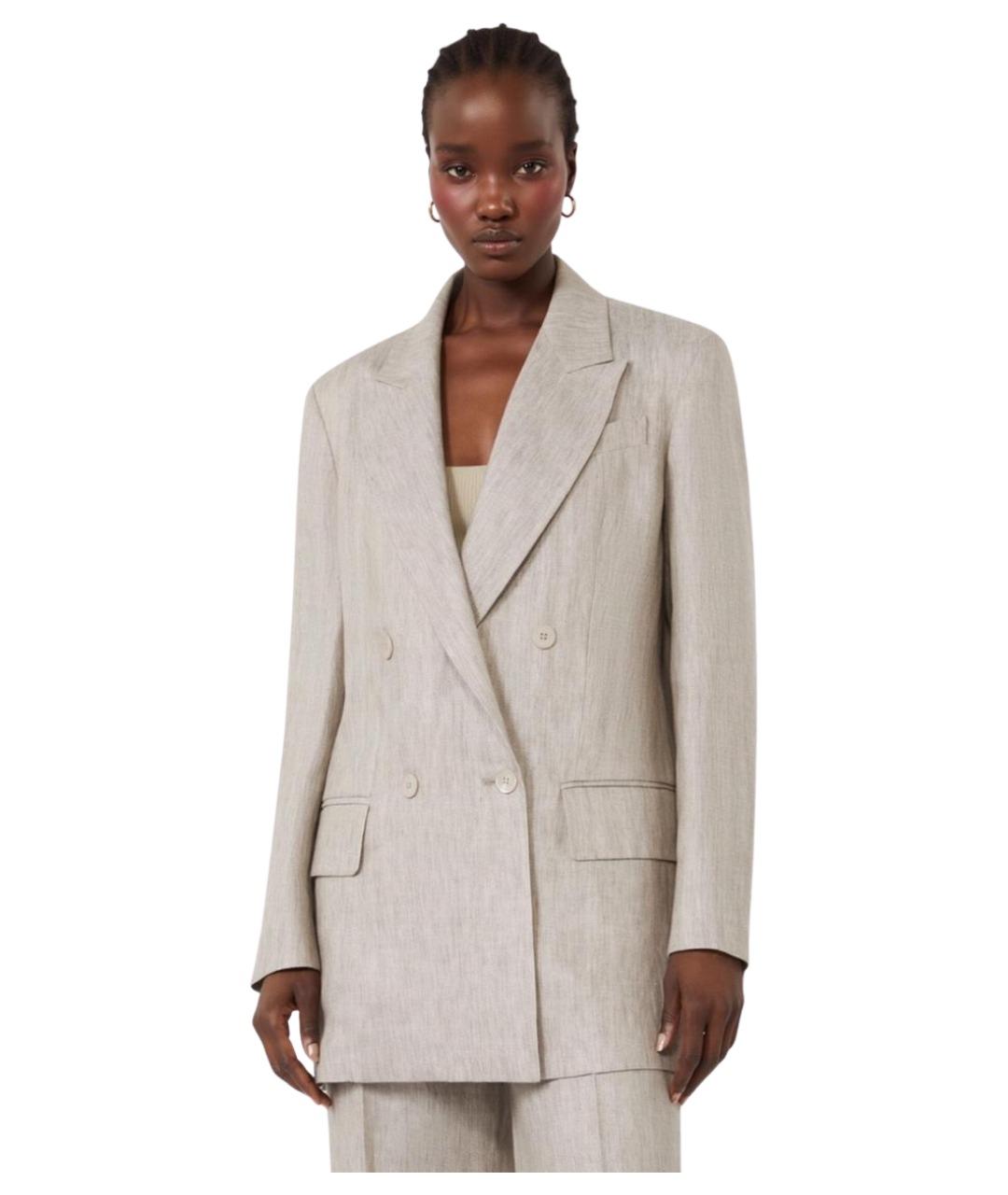 MAX MARA Бежевый льняной жакет/пиджак, фото 3