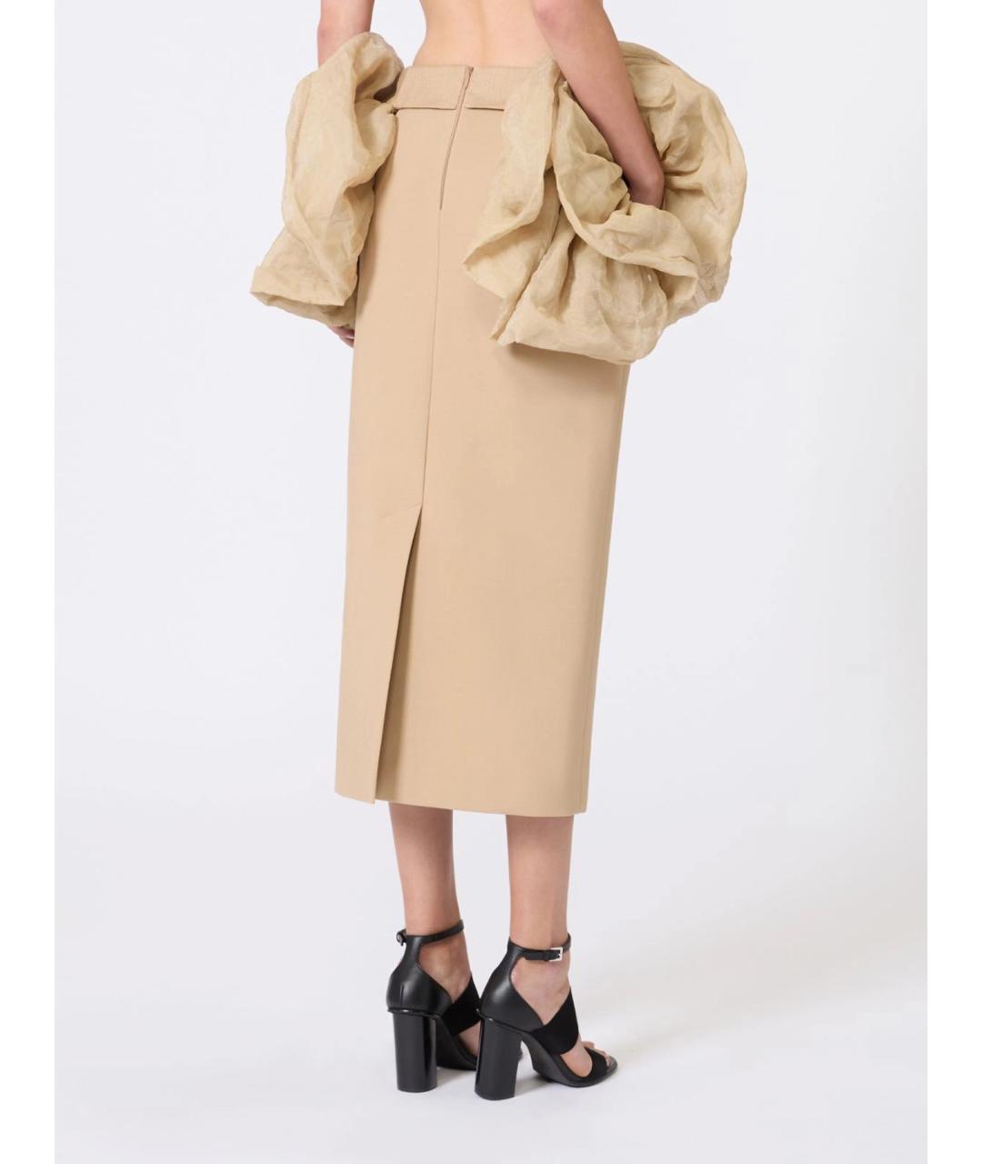 MAX MARA Бежевая вискозная юбка миди, фото 3
