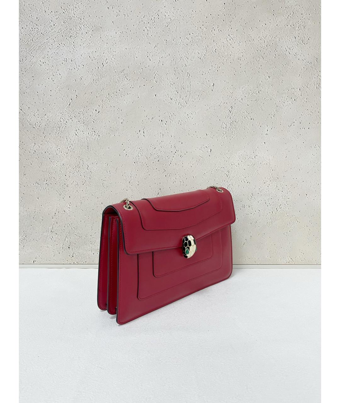 BVLGARI Красная кожаная сумка через плечо, фото 3