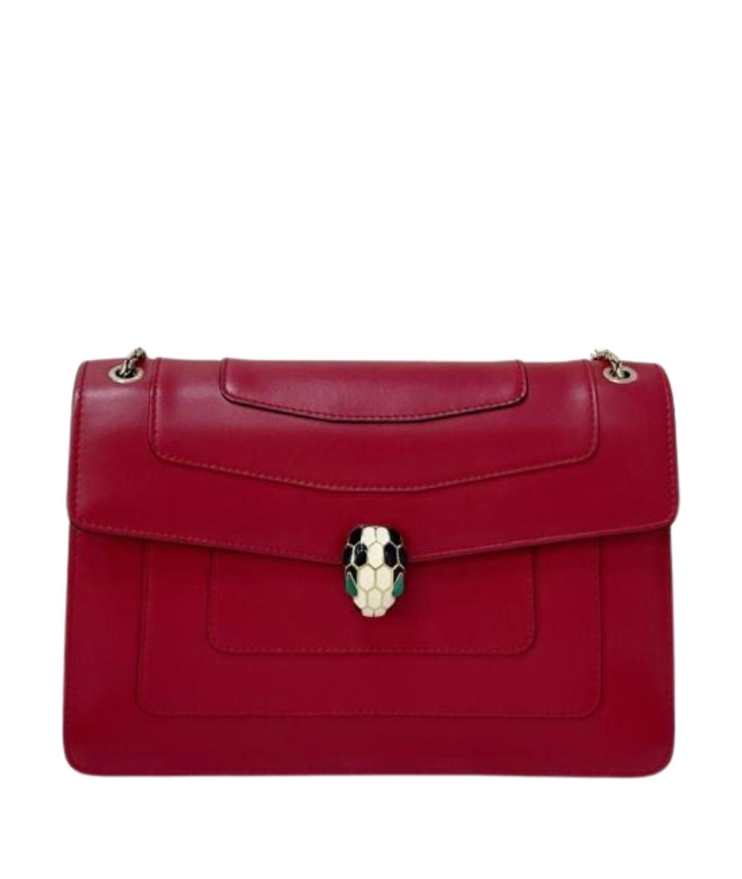 BVLGARI Красная кожаная сумка через плечо, фото 1