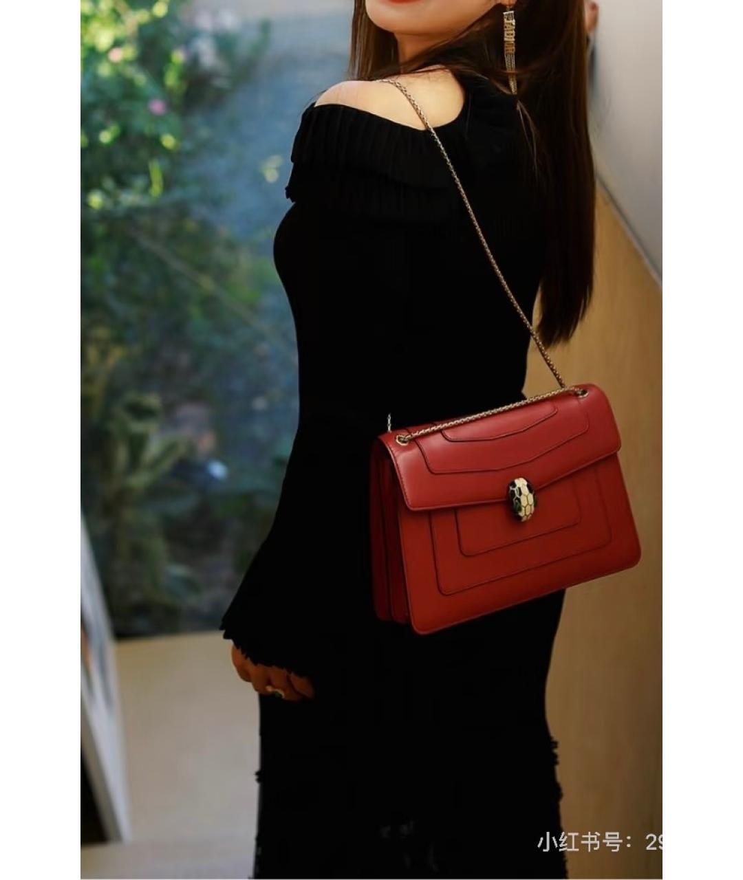 BVLGARI Красная кожаная сумка через плечо, фото 6