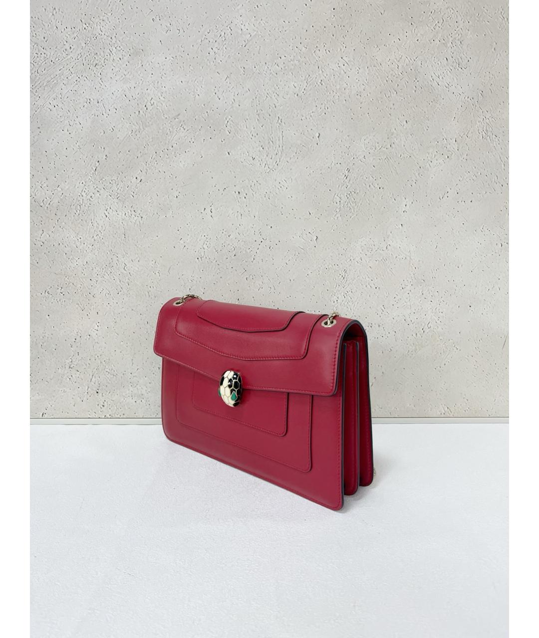 BVLGARI Красная кожаная сумка через плечо, фото 4