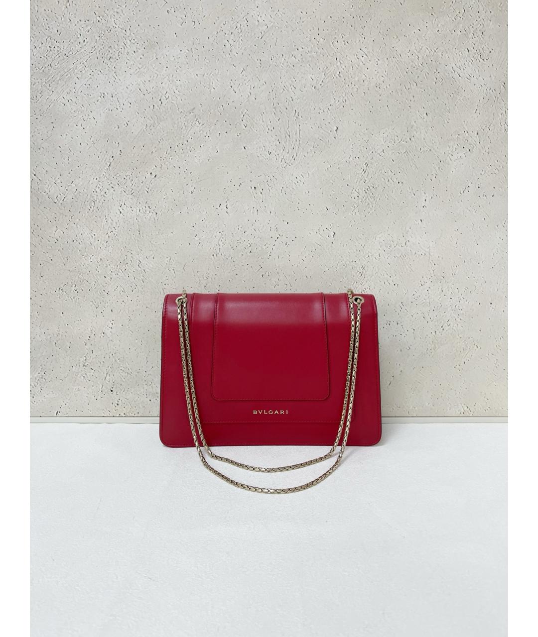 BVLGARI Красная кожаная сумка через плечо, фото 2