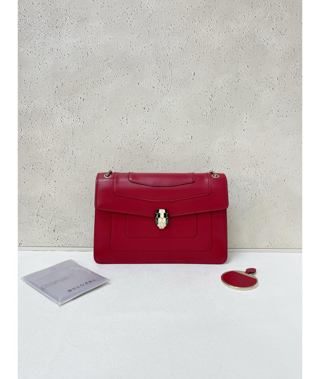 BVLGARI Красная кожаная сумка через плечо, фото 7