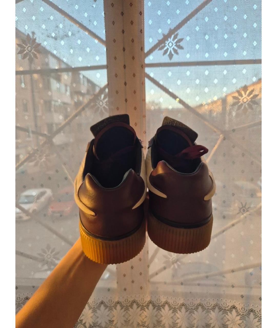 DOLCE&GABBANA Коричневые кожаные низкие кроссовки / кеды, фото 4