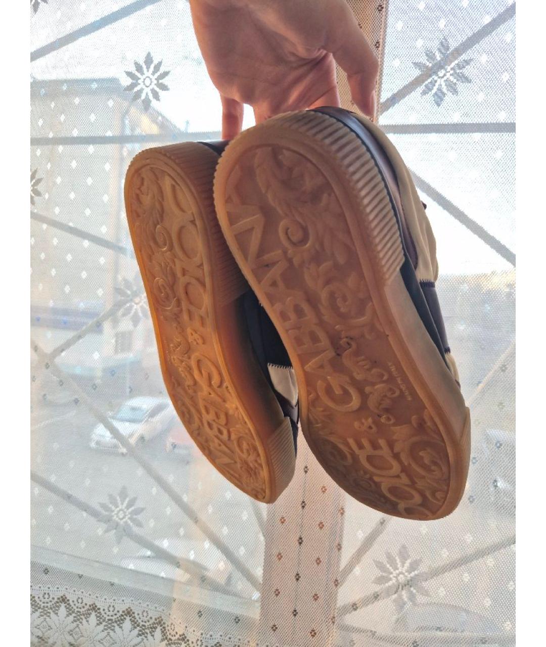 DOLCE&GABBANA Коричневые кожаные низкие кроссовки / кеды, фото 6