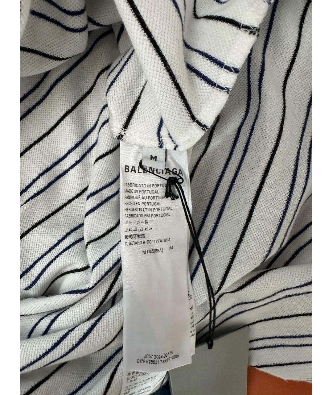 BALENCIAGA Белое хлопковое поло с коротким рукавом, фото 5